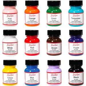 imageAngelus Acrylic Leather Paint Best Sellers Kit Flexible Paint For Shoes Sneakers Leather Canvas Furniture and More  12 Colors 1 oz Each