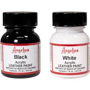 imageAngelus Brand Acrylic Leather Paint Waterproof 1oz  Black ampamp White Duo
