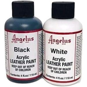 imageAngelus Brand Acrylic Leather Paint Waterproof 4oz  Black ampamp White Duo