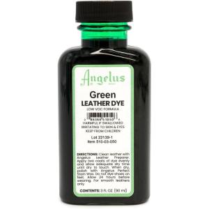 imageAngelus Leather Dye  Flexible Leather Dye for Shoes Boots Bags Crafts Furniture ampamp More 3oz Jet BlackGreen
