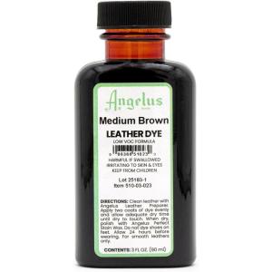 imageAngelus Leather Dye  Flexible Leather Dye for Shoes Boots Bags Crafts Furniture ampamp More 3oz Jet BlackMedium Brown