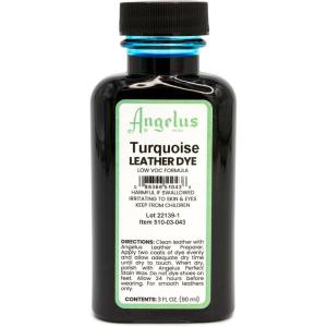 imageAngelus Leather Dye  Flexible Leather Dye for Shoes Boots Bags Crafts Furniture ampamp More 3oz Jet BlackTurquoise