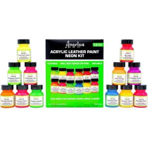 imageAngelus Leather Paint Set Of 12 Neons 1oz