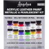 imageAngelus Acrylic Leather Paint Kit Metallic ampamp Pearlescent 12 Pack Set