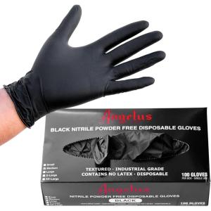 imageAngelus Black Nitrile Disposable Gloves  HEAVY DUTY 6 Mil Thickness  IndustrialGrade LatexFree  Box of 100