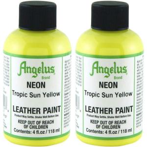imageAngelus Neon Leather Paint 4 oz Tropical Sun Yellow4 Fl Oz Pack of 2