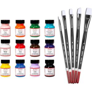 imageAngelus Best Sellers Kit  5Piece Paint Brush Set Bundle  12 Color Leather Paint ampamp Artist Brushes for Sneakers